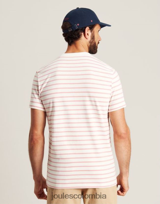 Joules vestir hombres camiseta a rayas del cobertizo del barco H0604R208 raya blanca rosa