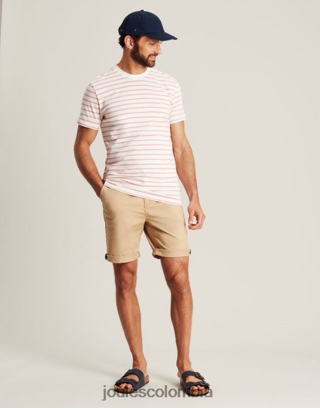 Joules vestir hombres camiseta a rayas del cobertizo del barco H0604R208 raya blanca rosa