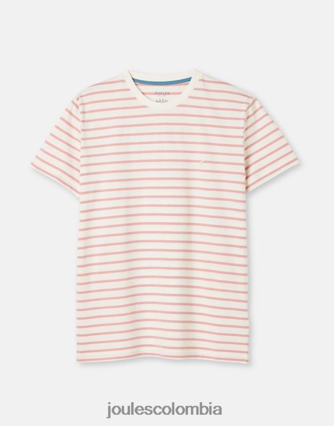 Joules vestir hombres camiseta a rayas del cobertizo del barco H0604R208 raya blanca rosa