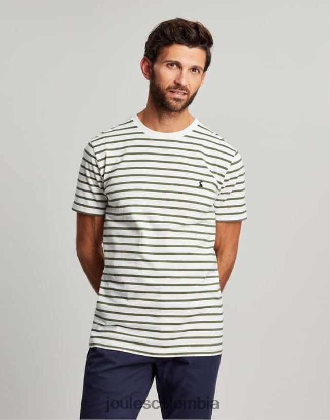 Joules vestir hombres camiseta a rayas del cobertizo del barco H0604R252 raya caqui blanca