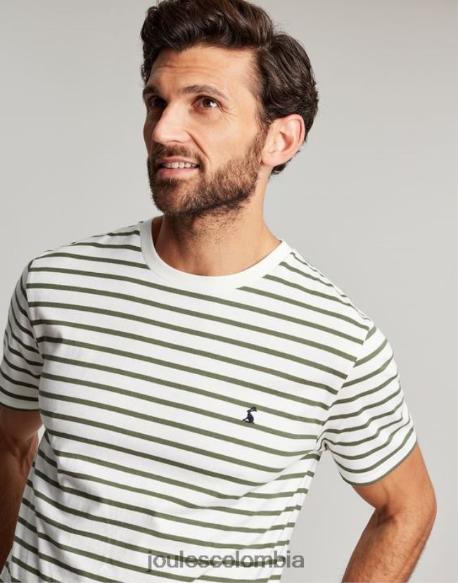 Joules vestir hombres camiseta a rayas del cobertizo del barco H0604R252 raya caqui blanca