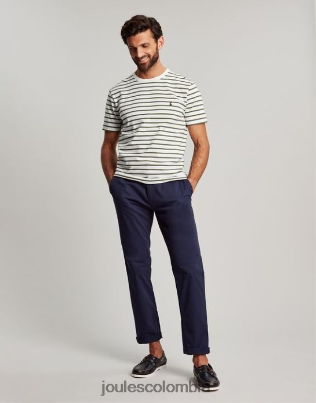 Joules vestir hombres camiseta a rayas del cobertizo del barco H0604R252 raya caqui blanca