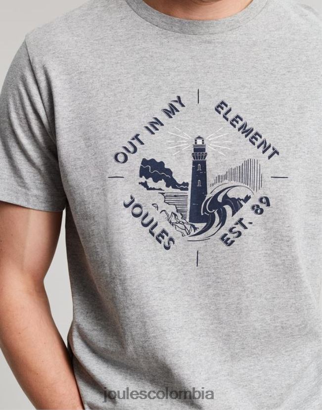 Joules vestir hombres camiseta con gráfico de flynn H0604R184 marga gris