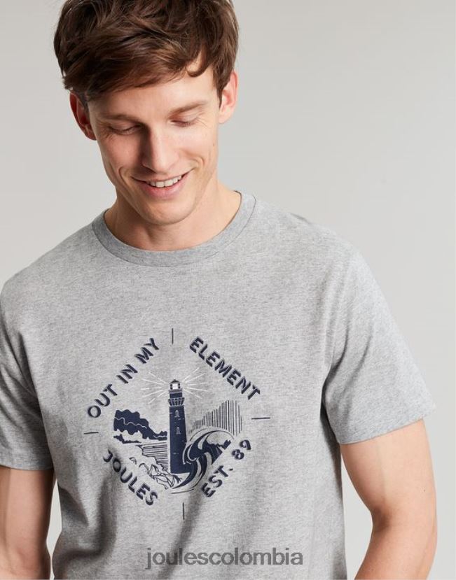 Joules vestir hombres camiseta con gráfico de flynn H0604R184 marga gris
