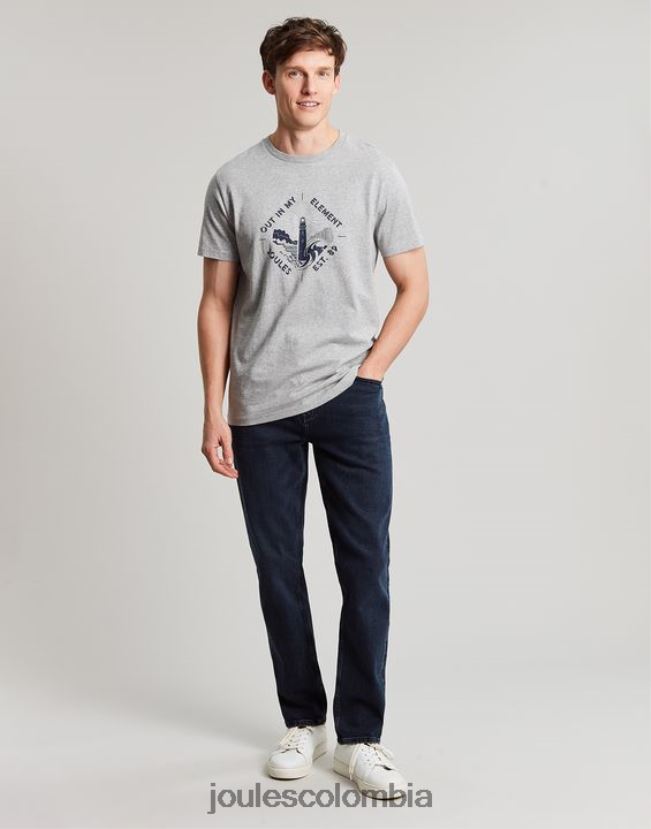 Joules vestir hombres camiseta con gráfico de flynn H0604R184 marga gris