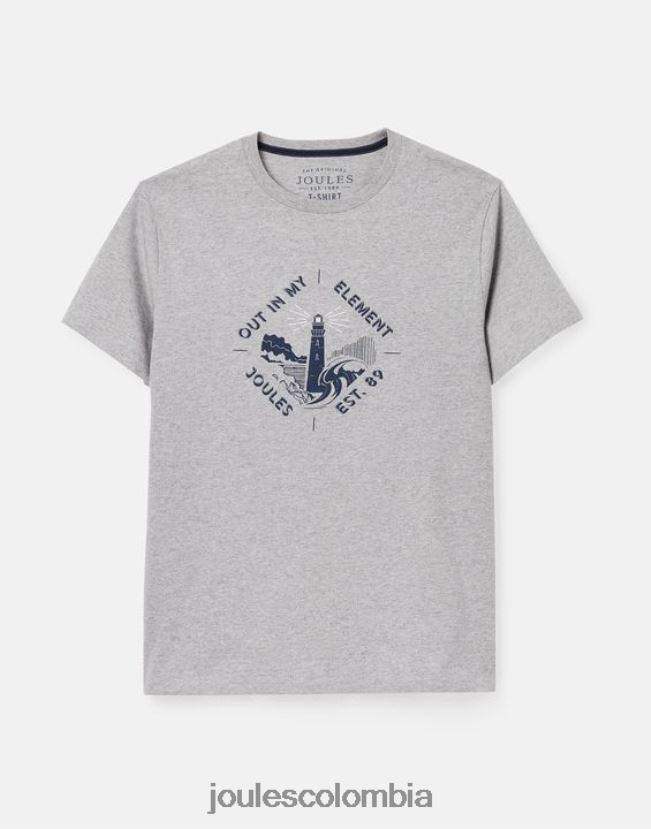 Joules vestir hombres camiseta con gráfico de flynn H0604R184 marga gris