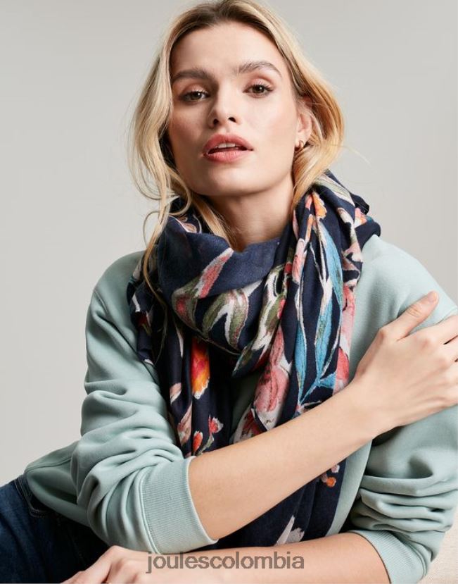Joules accesorios mujer Bufanda tejida ligera con estampado rectangular River H0604R155 pico floral