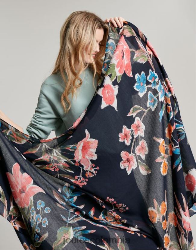 Joules accesorios mujer Bufanda tejida ligera con estampado rectangular River H0604R155 pico floral