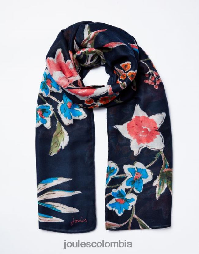 Joules accesorios mujer Bufanda tejida ligera con estampado rectangular River H0604R155 pico floral
