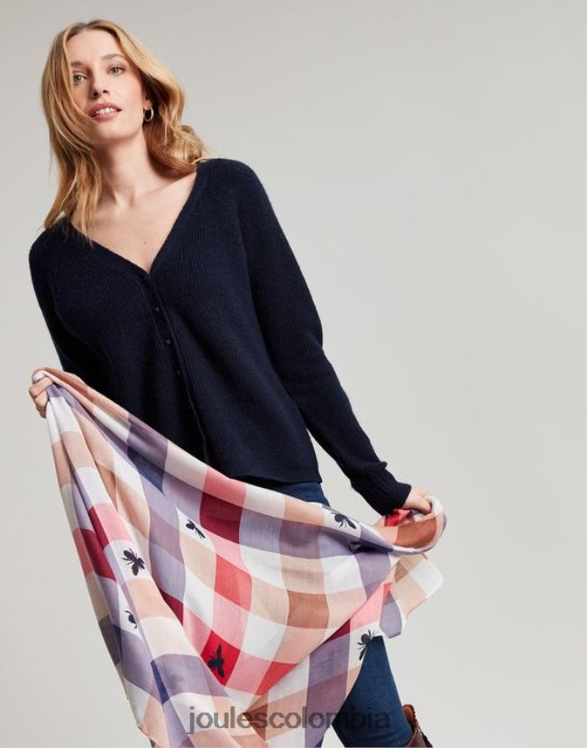 Joules accesorios mujer bufanda tejida ligera con estampado River H0604R160 abeja multi guinga