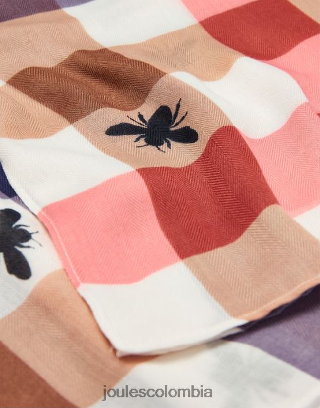 Joules accesorios mujer bufanda tejida ligera con estampado River H0604R160 abeja multi guinga