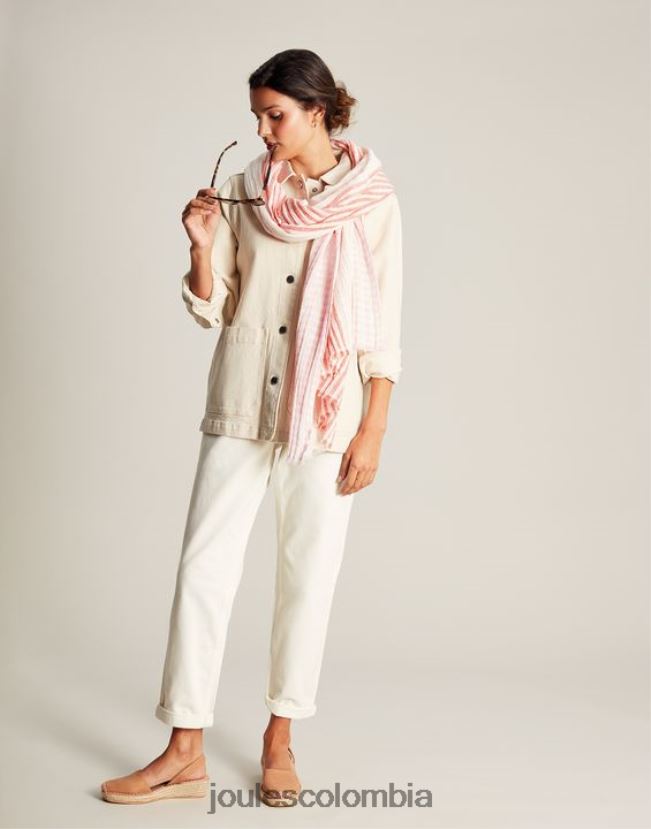 Joules accesorios mujer bufanda textura orla H0604R83 rosa múltiple