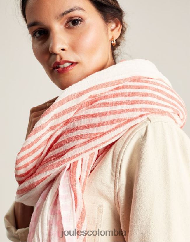 Joules accesorios mujer bufanda textura orla H0604R83 rosa múltiple
