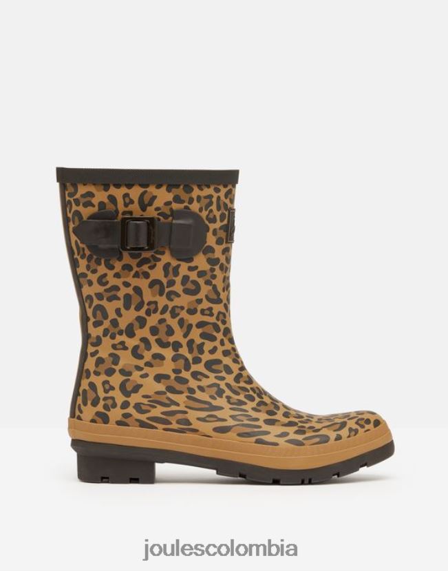 Joules calzado mujer botas de lluvia Molly de altura media con estampado de leopardo H0604R148 leopardo bronceado