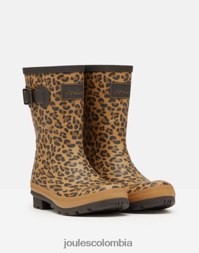 Joules calzado mujer botas de lluvia Molly de altura media con estampado de leopardo H0604R148 leopardo bronceado
