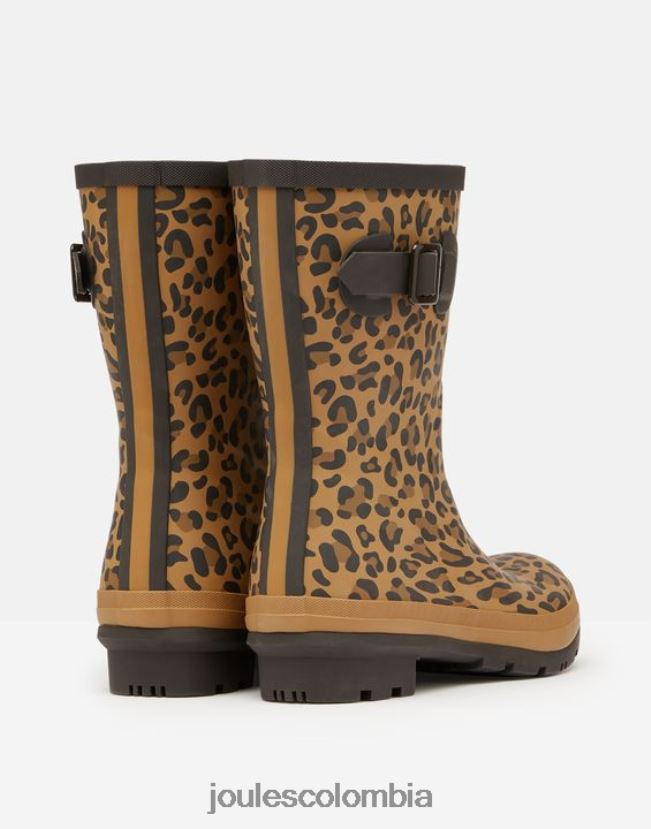 Joules calzado mujer botas de lluvia Molly de altura media con estampado de leopardo H0604R148 leopardo bronceado