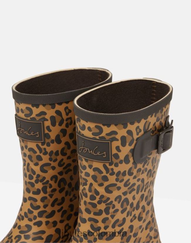 Joules calzado mujer botas de lluvia Molly de altura media con estampado de leopardo H0604R148 leopardo bronceado