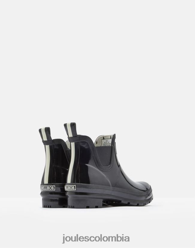 Joules calzado mujer botas de lluvia de altura corta wellibobs brillantes H0604R150 negro verdadero