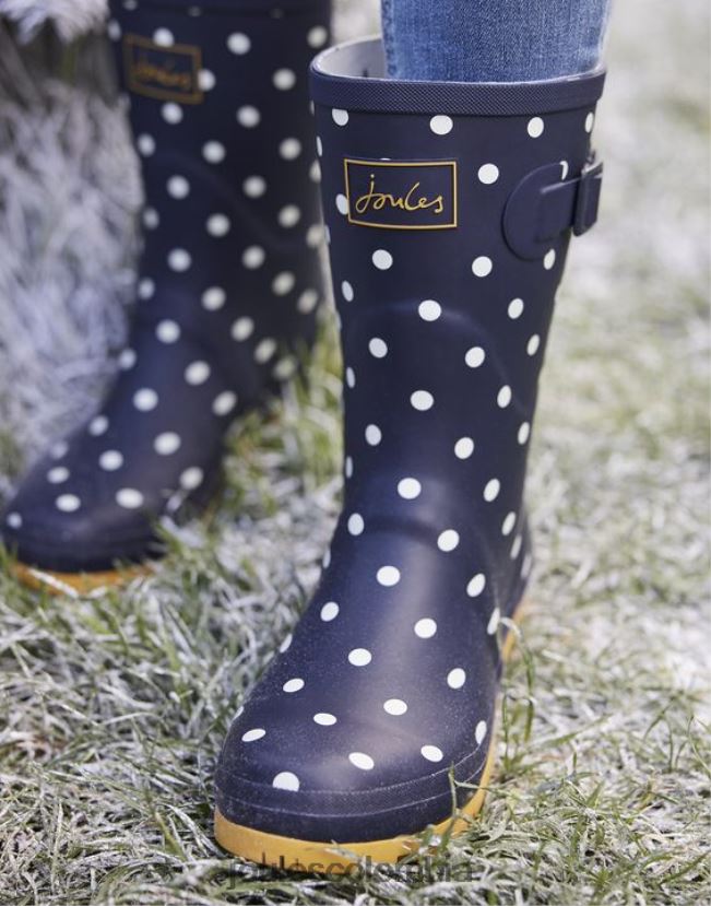 Joules calzado mujer botas de lluvia de media altura con estampado Molly H0604R145 punto de la marina francesa