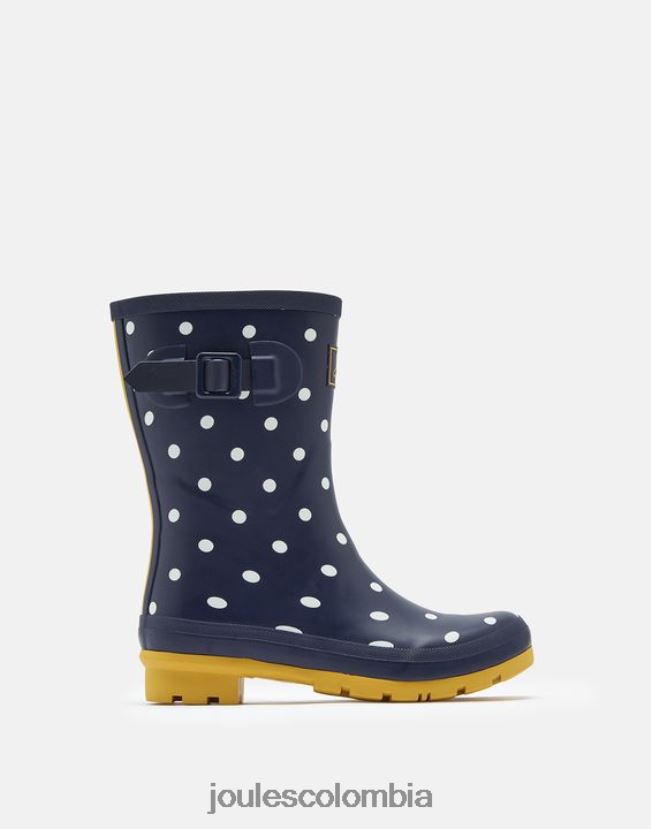 Joules calzado mujer botas de lluvia de media altura con estampado Molly H0604R145 punto de la marina francesa