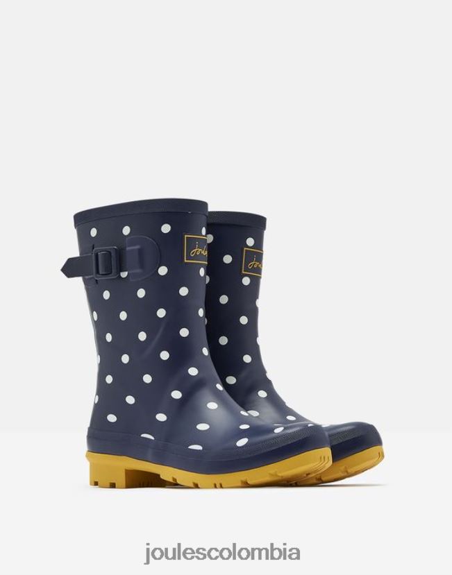 Joules calzado mujer botas de lluvia de media altura con estampado Molly H0604R145 punto de la marina francesa