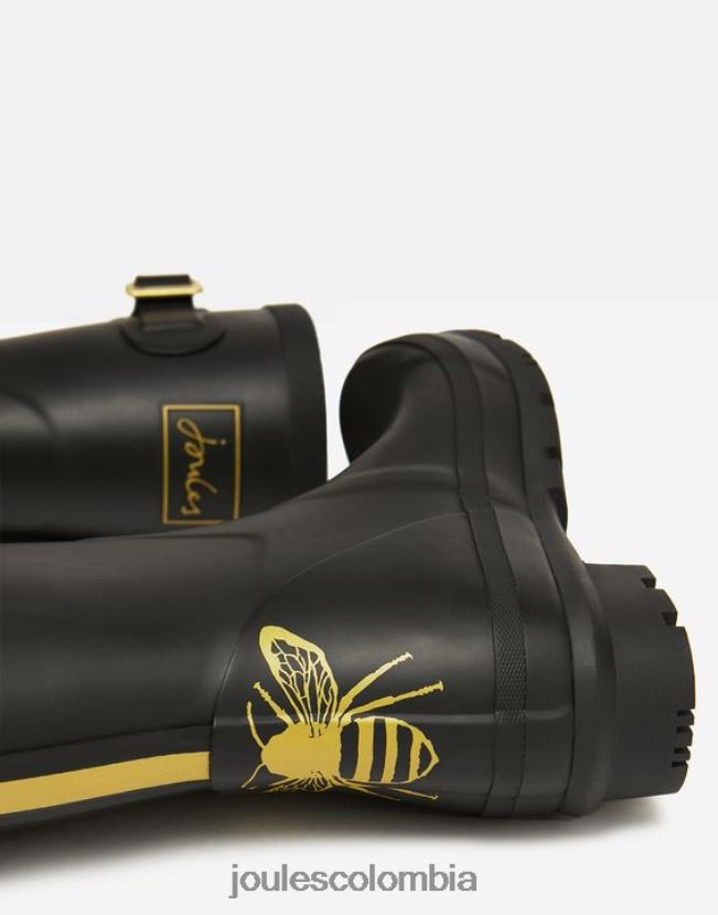 Joules calzado mujer botas de lluvia estampadas de altura media molly H0604R149 abeja grabada en oro