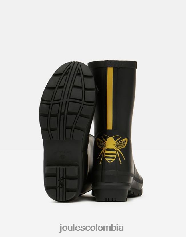 Joules calzado mujer botas de lluvia estampadas de altura media molly H0604R149 abeja grabada en oro