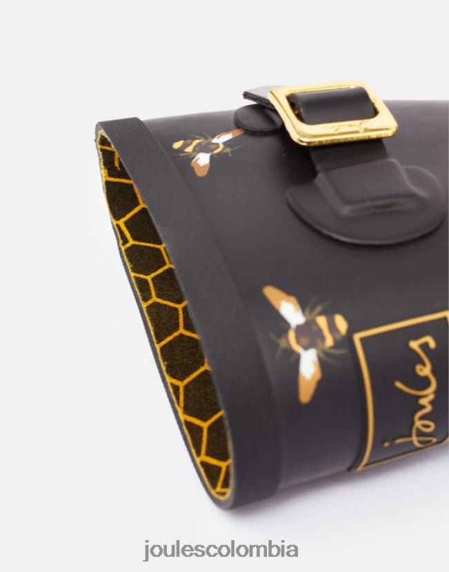 Joules calzado mujer botas de lluvia estampadas de altura media molly H0604R6 abejas metálicas negras