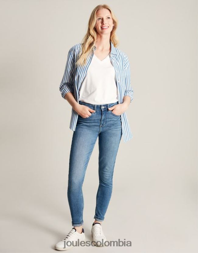 Joules vestir mujer Vaqueros ajustados elásticos de talle alto Monroe H0604R1 mezclilla ligera