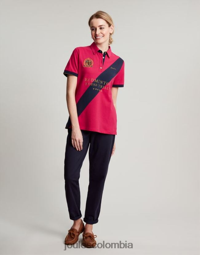 Joules vestir mujer playera tipo polo con detalles de bádminton H0604R107 frambuesa profunda