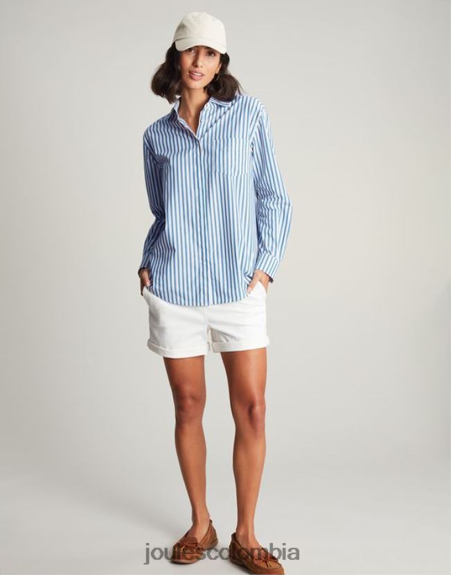 Joules vestir mujer camisa amilla con hombros caídos H0604R3 raya azul