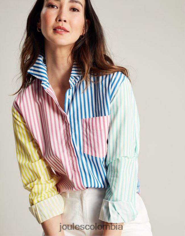 Joules vestir mujer camisa amilla con hombros caídos H0604R63 raya de hotch potch