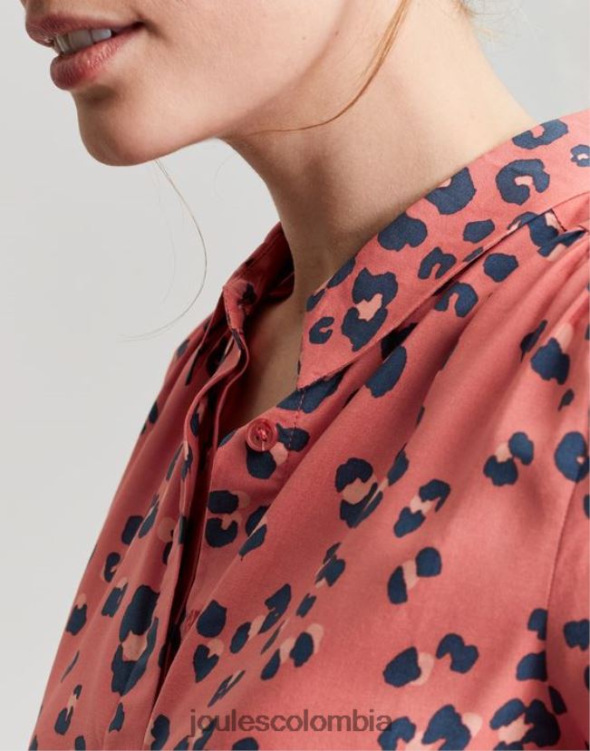 Joules vestir mujer camisa con tapeta oculta kalina H0604R59 leopardo rojo