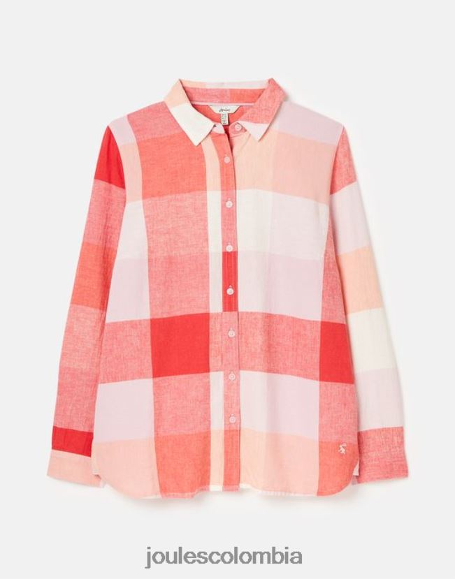 Joules vestir mujer camisa tejida larga lorena H0604R26 cheque rosa