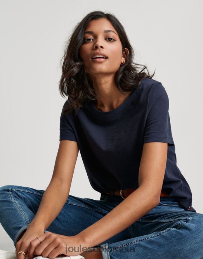 Joules vestir mujer camiseta carley lisa clásica con cuello redondo H0604R76 marina francesa