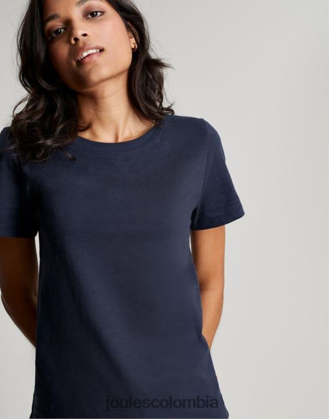 Joules vestir mujer camiseta carley lisa clásica con cuello redondo H0604R76 marina francesa