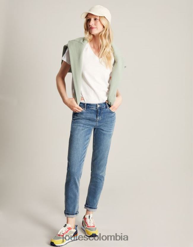 Joules vestir mujer camiseta celina lisa con cuello en v H0604R60 blanco brillante