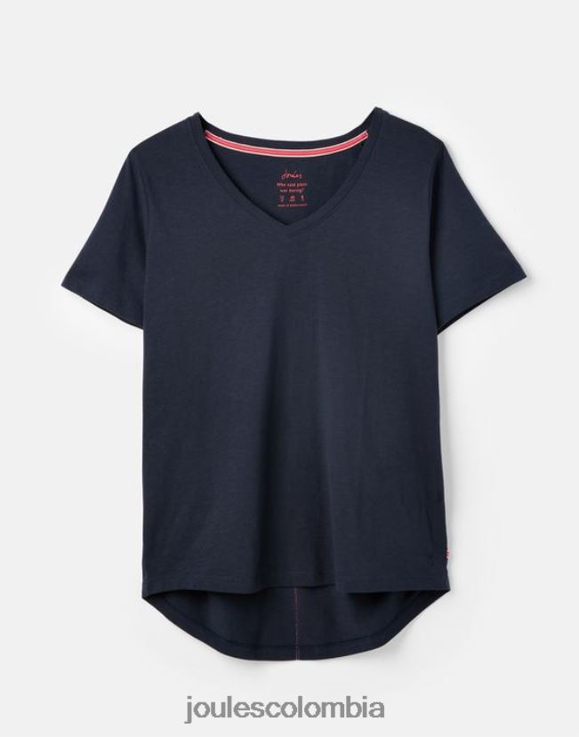 Joules vestir mujer camiseta celina lisa con cuello en v H0604R77 marina francesa