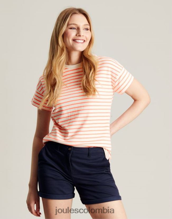 Joules vestir mujer camiseta macey de manga corta a rayas H0604R33 raya rosa