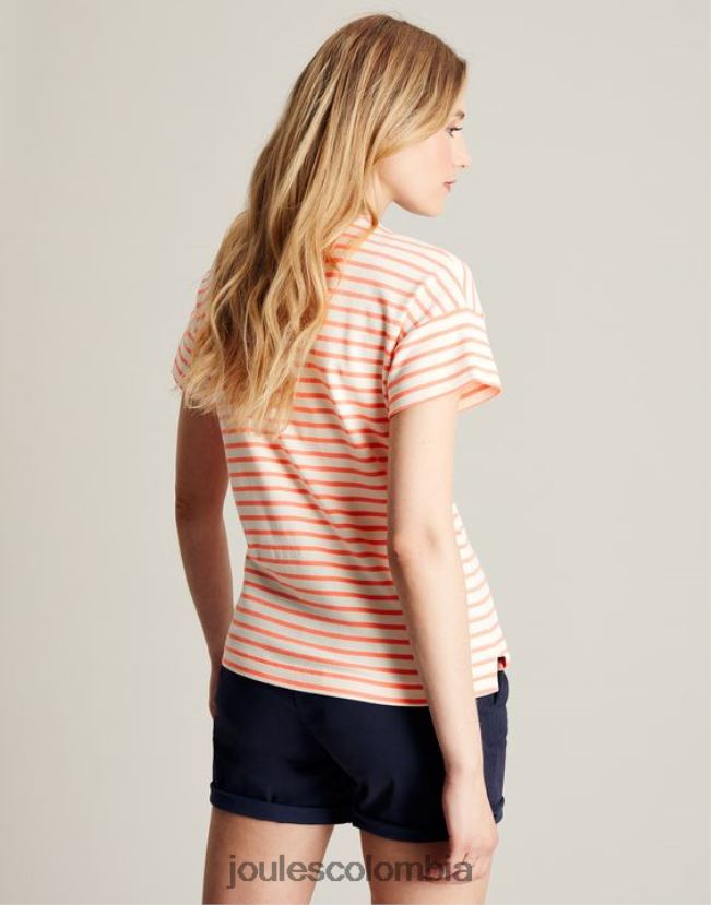 Joules vestir mujer camiseta macey de manga corta a rayas H0604R33 raya rosa