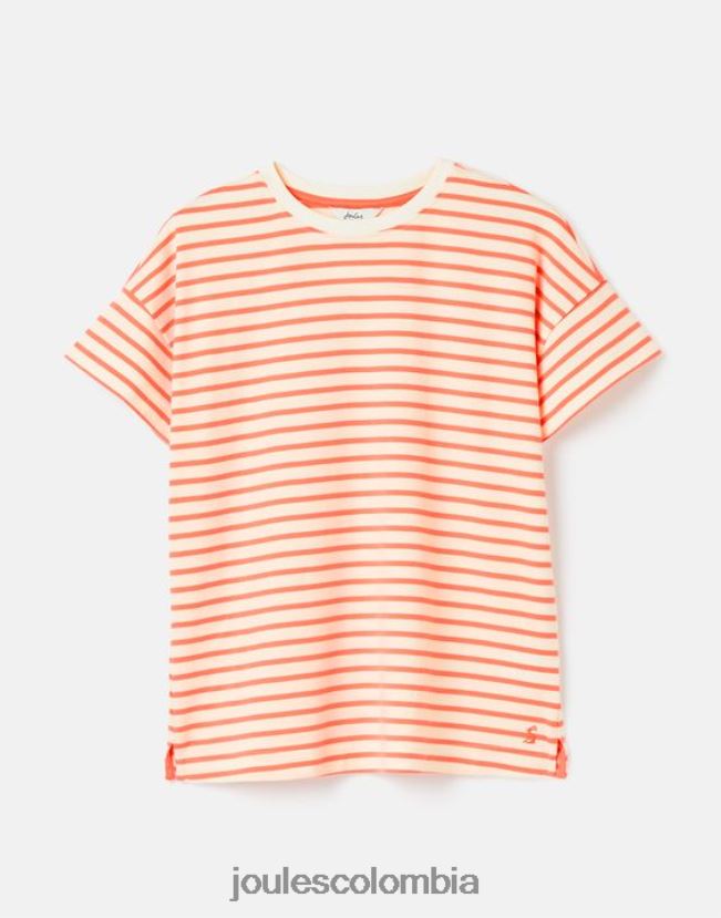 Joules vestir mujer camiseta macey de manga corta a rayas H0604R33 raya rosa