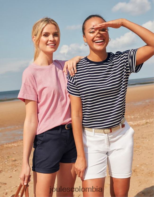 Joules vestir mujer camiseta macey de manga corta a rayas H0604R54 raya azul marino