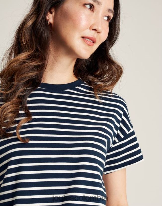 Joules vestir mujer camiseta macey de manga corta a rayas H0604R54 raya azul marino