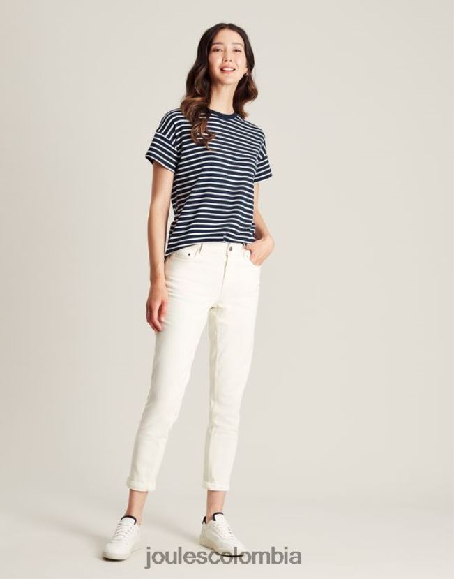 Joules vestir mujer camiseta macey de manga corta a rayas H0604R54 raya azul marino