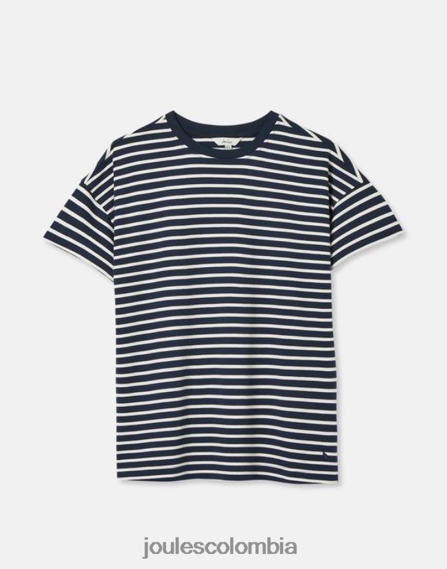 Joules vestir mujer camiseta macey de manga corta a rayas H0604R54 raya azul marino