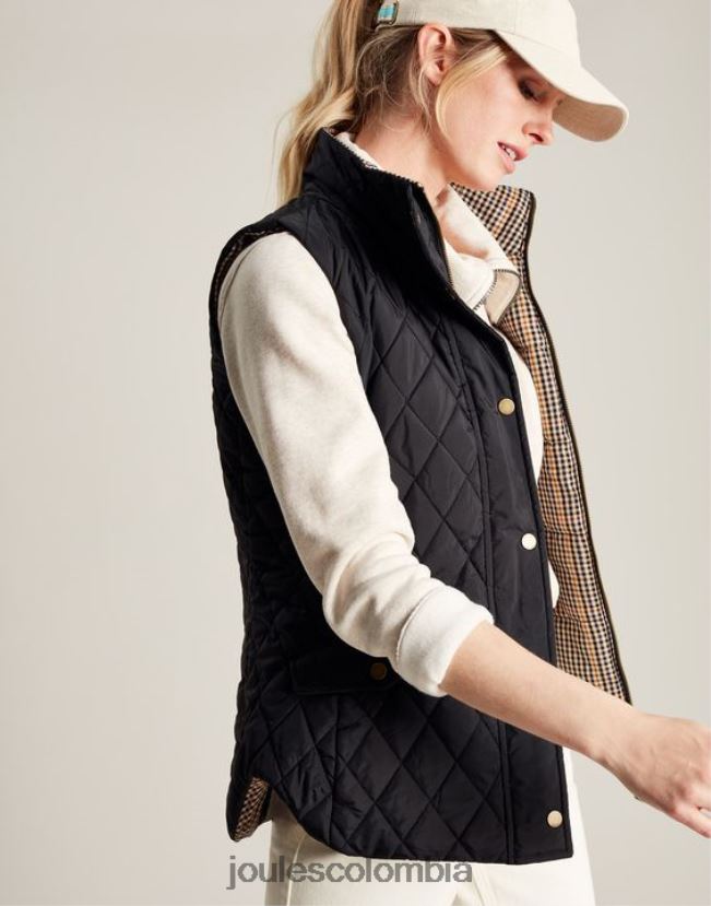 Joules vestir mujer chaleco reversible con colcha de diamantes atwell H0604R50 negro