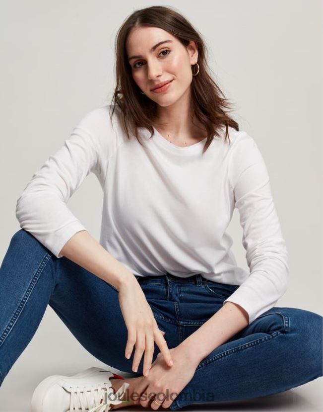 Joules vestir mujer top de manga larga con cuello redondo holly H0604R5 crema