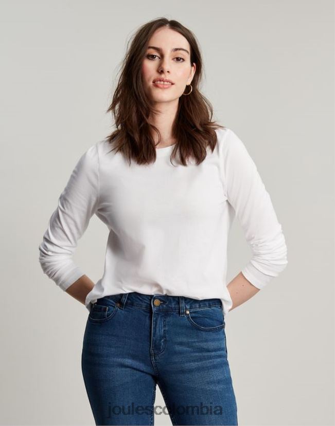 Joules vestir mujer top de manga larga con cuello redondo holly H0604R5 crema