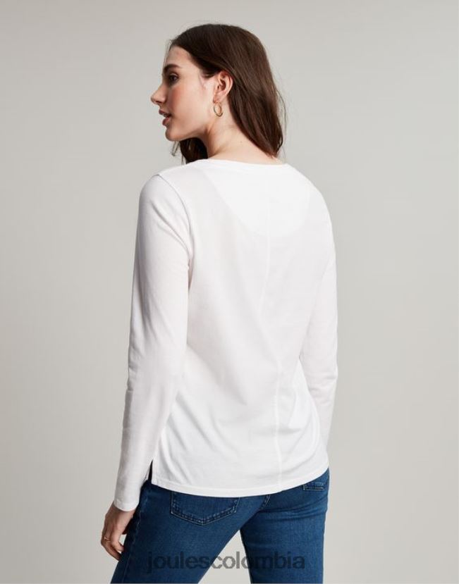 Joules vestir mujer top de manga larga con cuello redondo holly H0604R5 crema