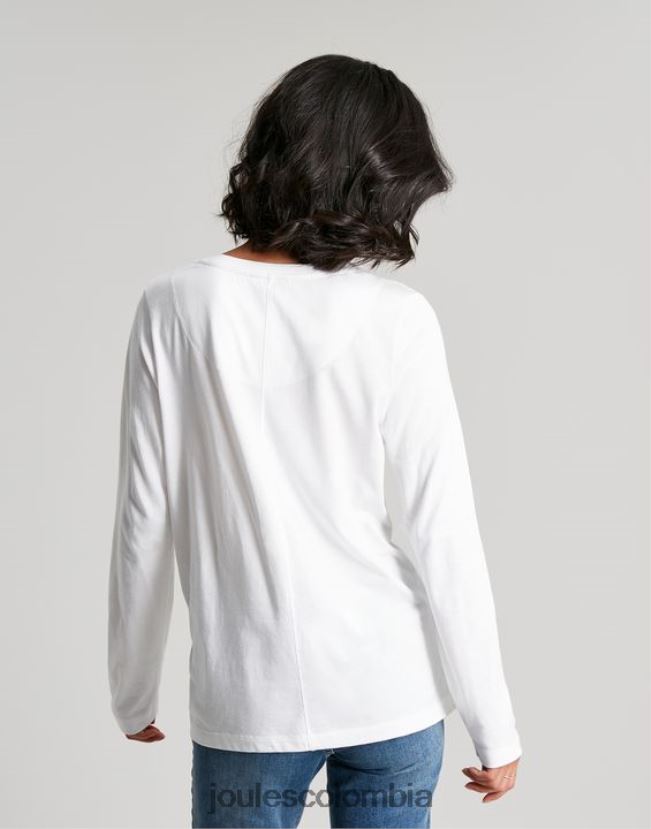 Joules vestir mujer top de manga larga con cuello redondo holly H0604R62 blanco